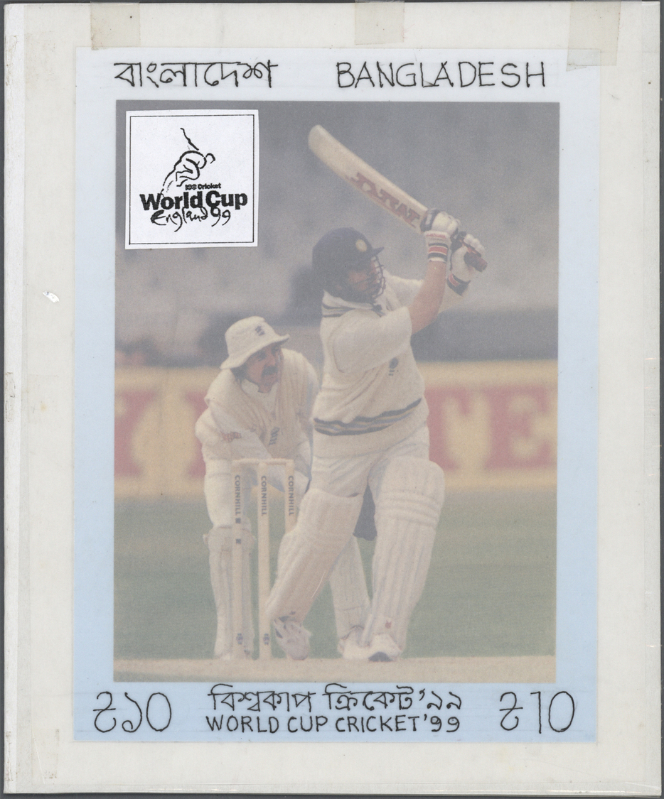(*) Thematik: Sport / Sport: Cricket 1999, Bangladesh 10 Cent Marke, Original Entwurfzeichnung Mit Abbildung Cricket-Spi - Other & Unclassified