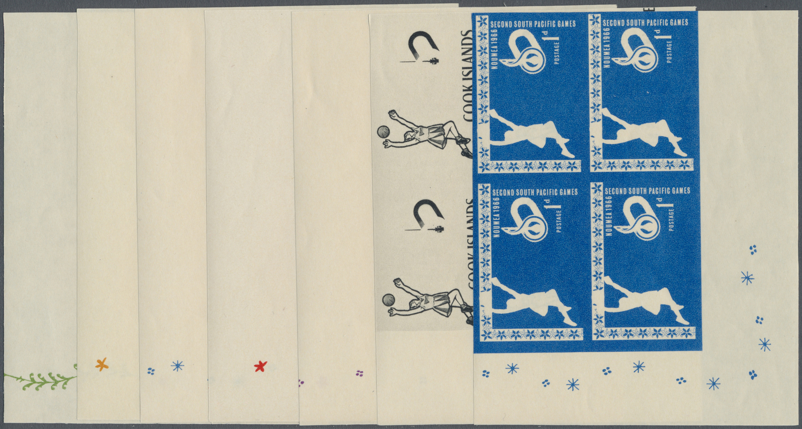 ** Thematik: Sport-Basketball / Sport-basketball: 1967, Cook Islands. Imperforate Progressive Proof (14 Phases) In Corne - Basketball