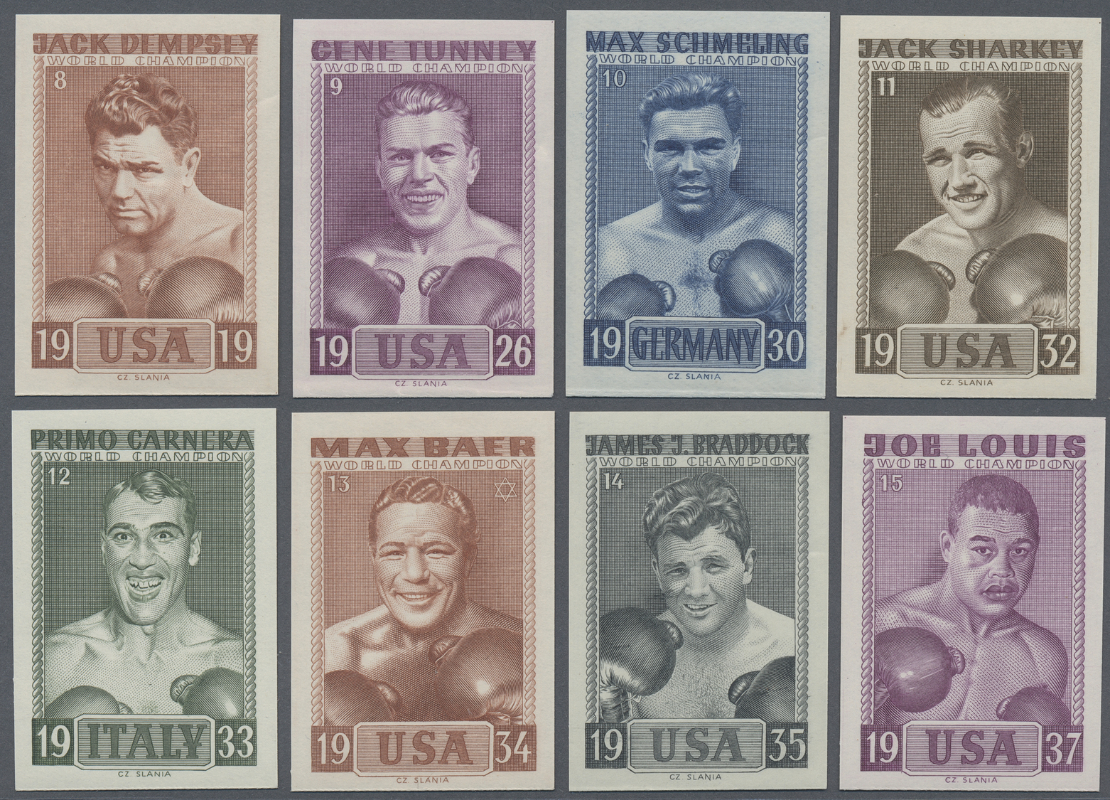 ** Thematik: Sport-Boxen / Sport-boxing: 1964, Slania Privatmarken Mit Abb. Von Box-Champions, Complete Serie Mit 23 Ung - Boxing