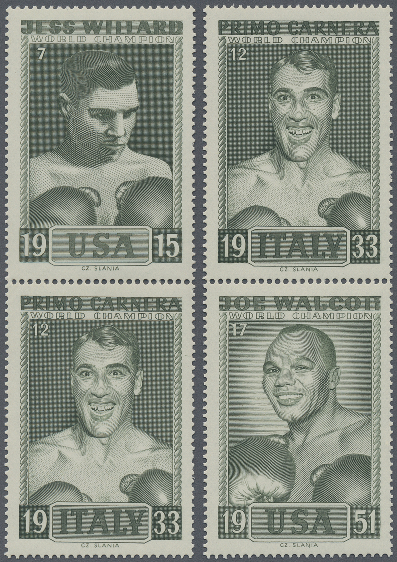 ** Thematik: Sport-Boxen / Sport-boxing: 1964, Slania Privatmarken Mit Abb. Von Box-Champions, Zwei Senkrechte Paare In  - Boxing