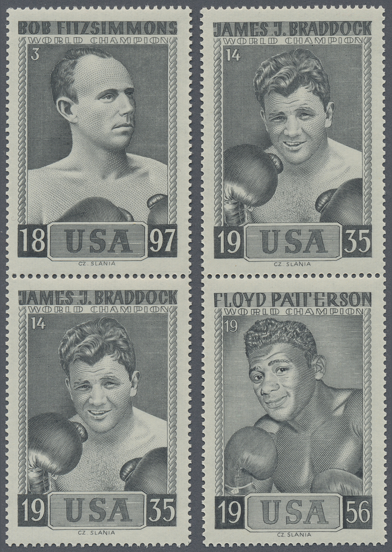 ** Thematik: Sport-Boxen / Sport-boxing: 1964, Slania Privatmarken Mit Abb. Von Box-Champions, Zwei Senkrechte Paare In  - Boxing