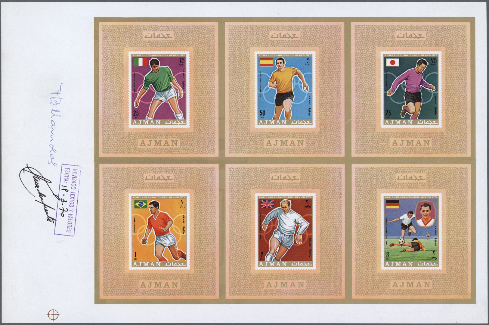 ** Thematik: Sport-Fußball / Sport-soccer, Football: 1970, AJMAN: Football World Championship Mexico Complete Set Of Six - Other & Unclassified