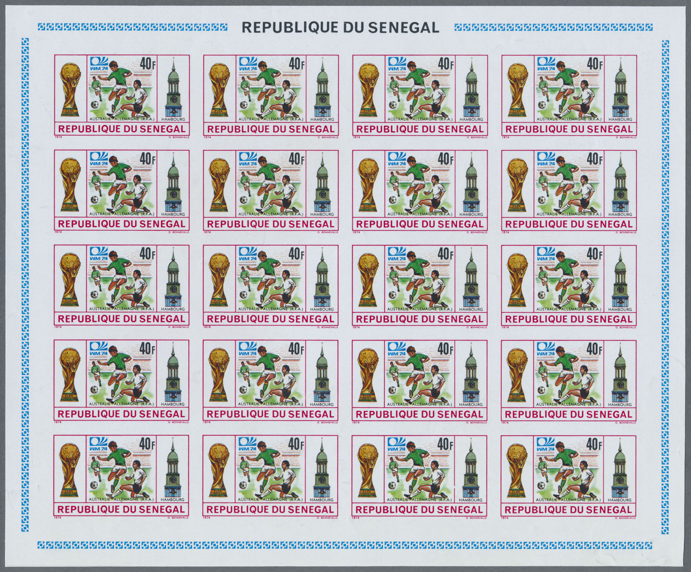 ** Thematik: Sport-Fußball / Sport-soccer, Football: 1974, Senegal. Complete IMPERFORATED Miniature Sheet Of 20 For The  - Other & Unclassified
