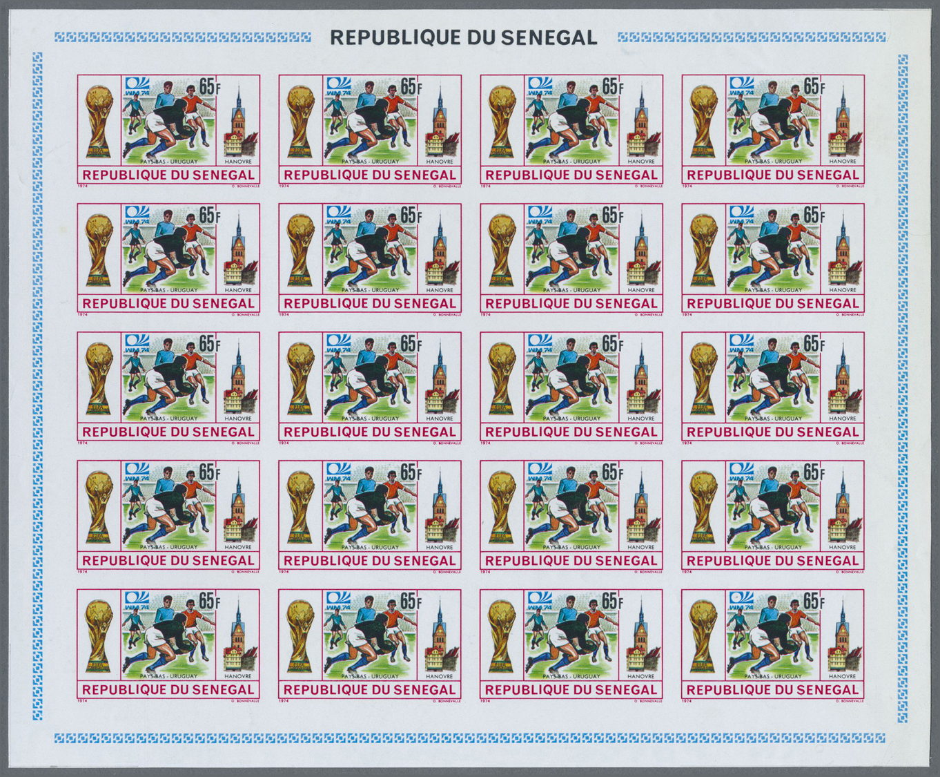 ** Thematik: Sport-Fußball / Sport-soccer, Football: 1974, Senegal. Complete IMPERFORATED Miniature Sheet Of 20 For The  - Other & Unclassified