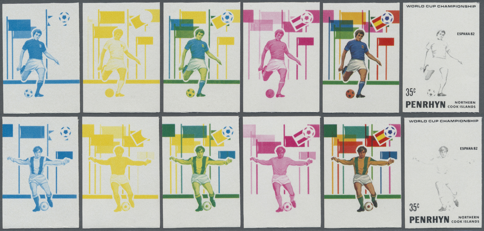 ** Thematik: Sport-Fußball / Sport-soccer, Football: 1981, Penrhyn Island. Progressive Color Proofs (6 Phases Each) For  - Other & Unclassified