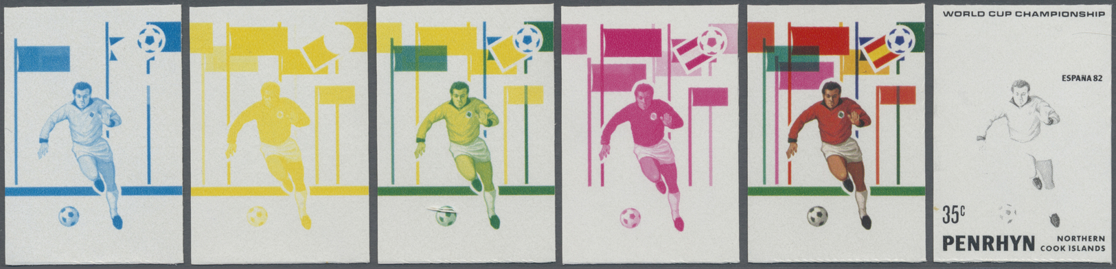 ** Thematik: Sport-Fußball / Sport-soccer, Football: 1981, Penrhyn Island. Progressive Color Proofs (6 Phases Each) For  - Other & Unclassified