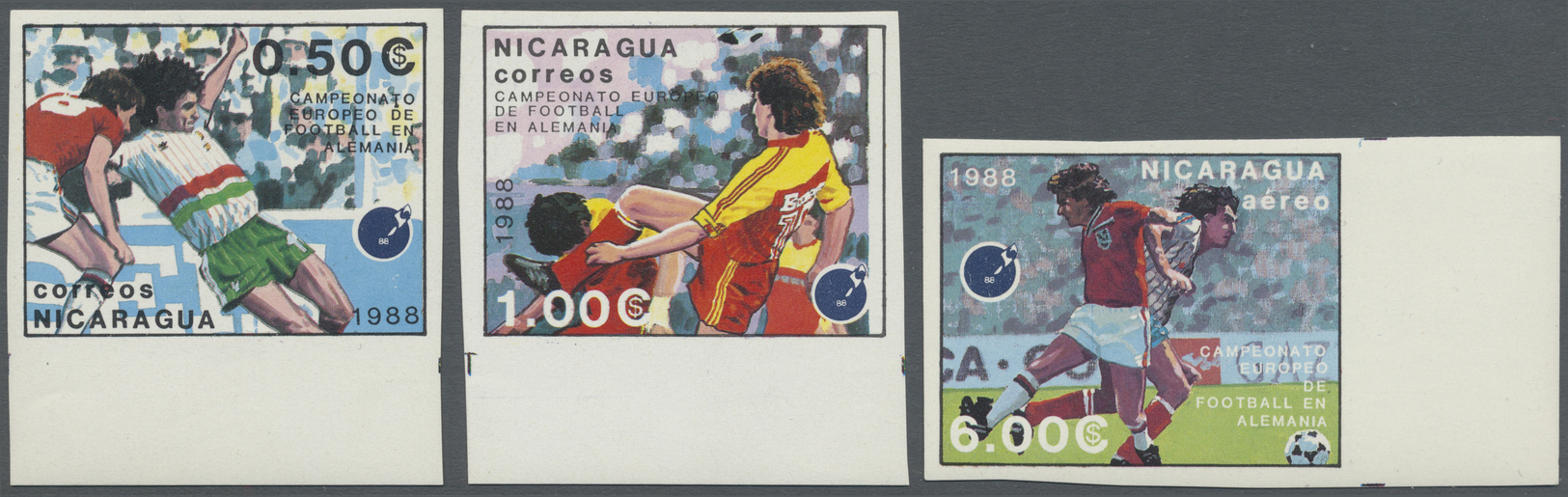 ** Thematik: Sport-Fußball / Sport-soccer, Football: 1988, Nicaragua. Complete Imperforate Set "European Soccer Champion - Other & Unclassified