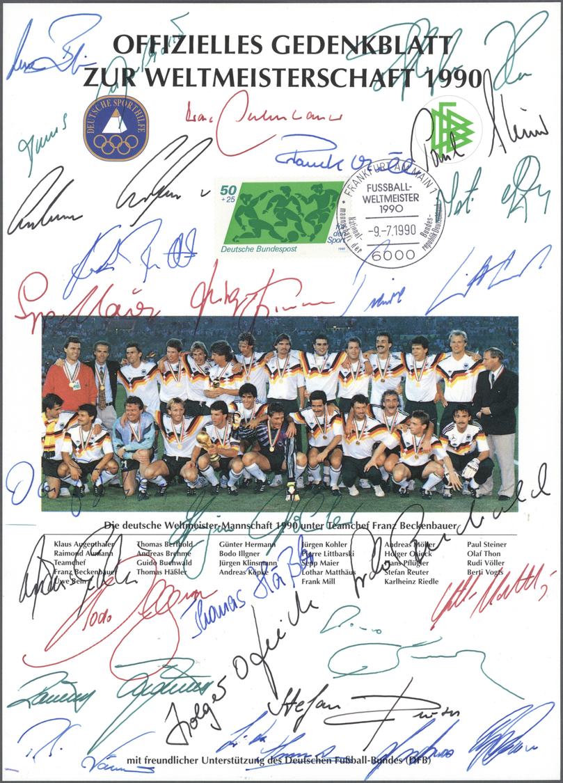 Thematik: Sport-Fußball / Sport-soccer, Football: 1990, Gedenkblatt Zur Fußball WM 1990 Mit Sonderstempel FRANKFURT (MAI - Other & Unclassified