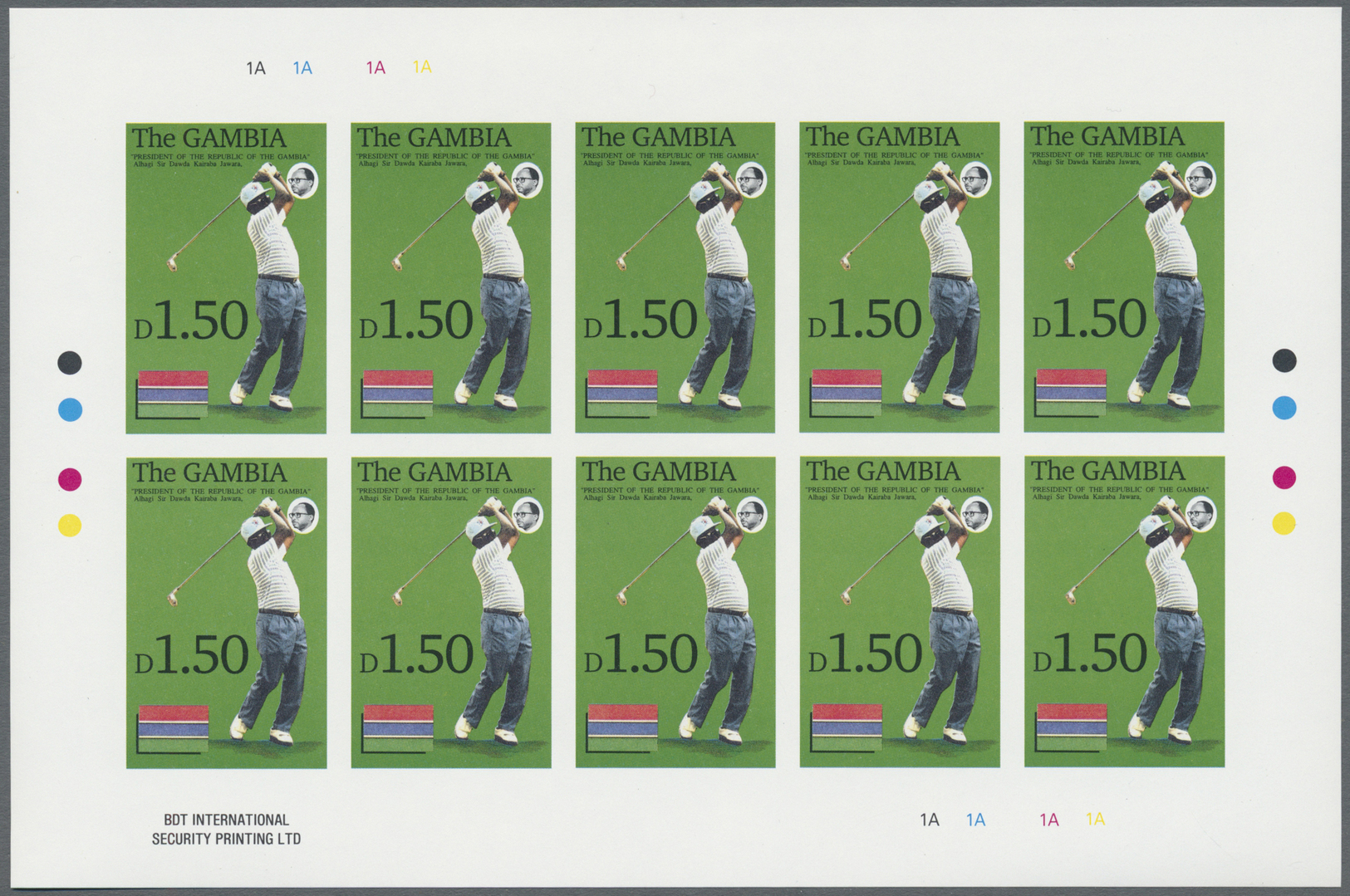 ** Thematik: Sport-Golf / sport-golf: 1992, GAMBIA: Open Golf Championship complete set of eight values each in an IMPER
