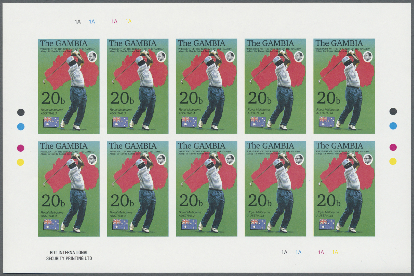 ** Thematik: Sport-Golf / sport-golf: 1992, GAMBIA: Open Golf Championship complete set of eight values each in an IMPER