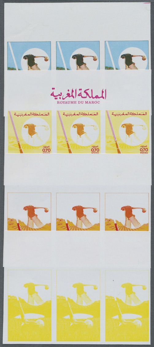 ** Thematik: Sport-Golf / Sport-golf: 1974, INTERNATIONAL GOLF CONTEST - 4 Items; Marocco, Progressive Plate Proofs Of T - Golf