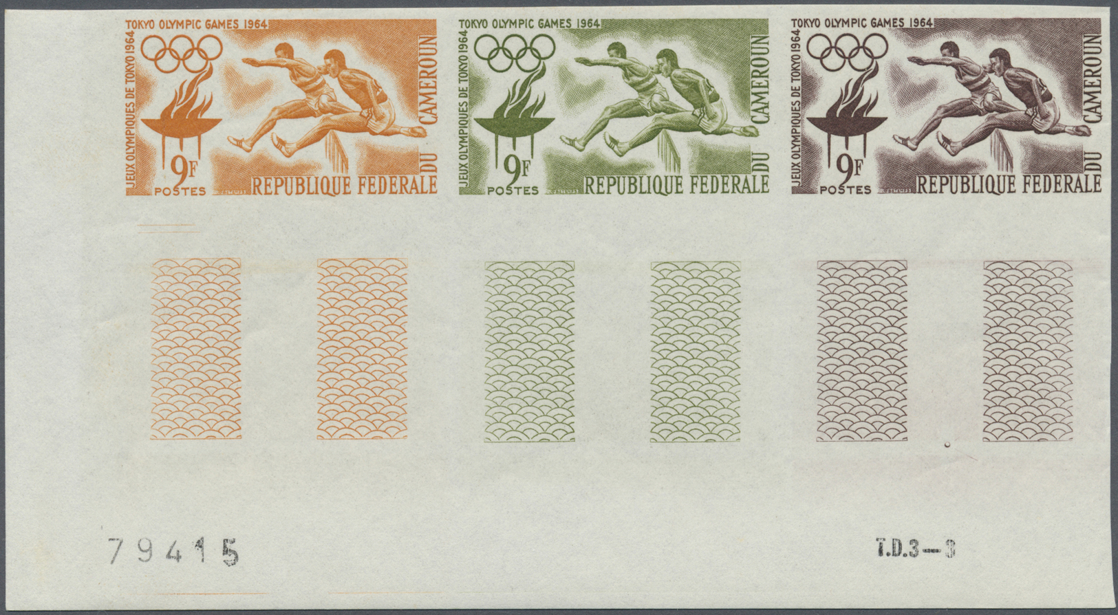** Thematik: Sport-Leichtathletik / Sports-athletics: 1964, KAMERUN: Olympische Sommerspiele Tokio 9 Fr. Hürdenläufer Im - Athletics