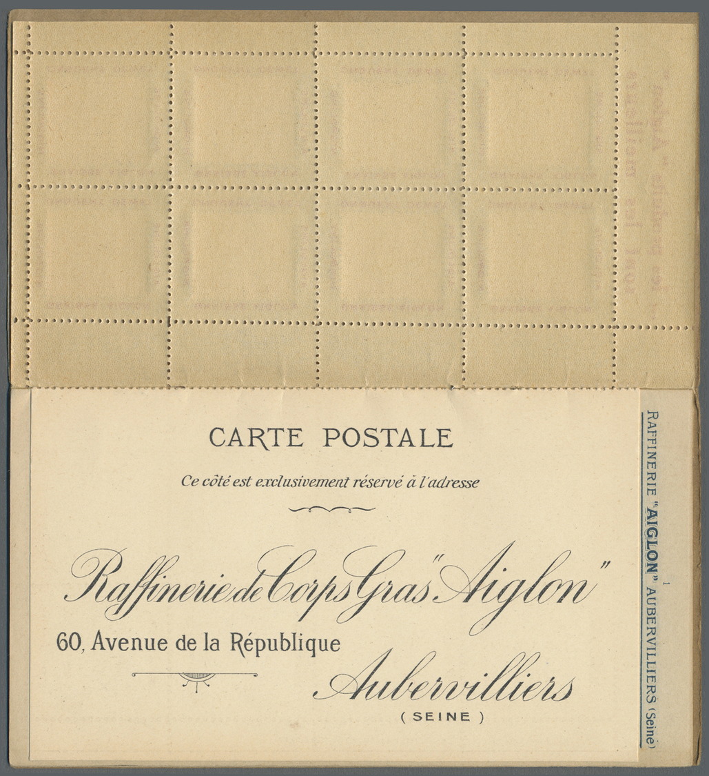 ** Frankreich - Markenheftchen: 1910 (environ). Carnet Privé "AIGLON" Semeuse Camée 10c Rouge Sur Porte-timbre. - Other & Unclassified