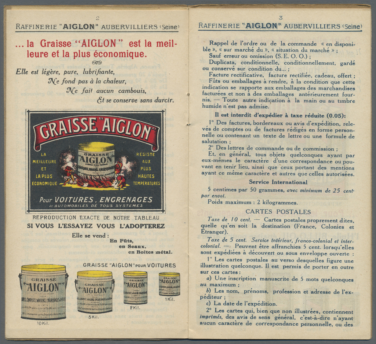 ** Frankreich - Markenheftchen: 1910 (environ). Carnet Privé "AIGLON" Semeuse Camée 10c Rouge Sur Porte-timbre. - Autres & Non Classés