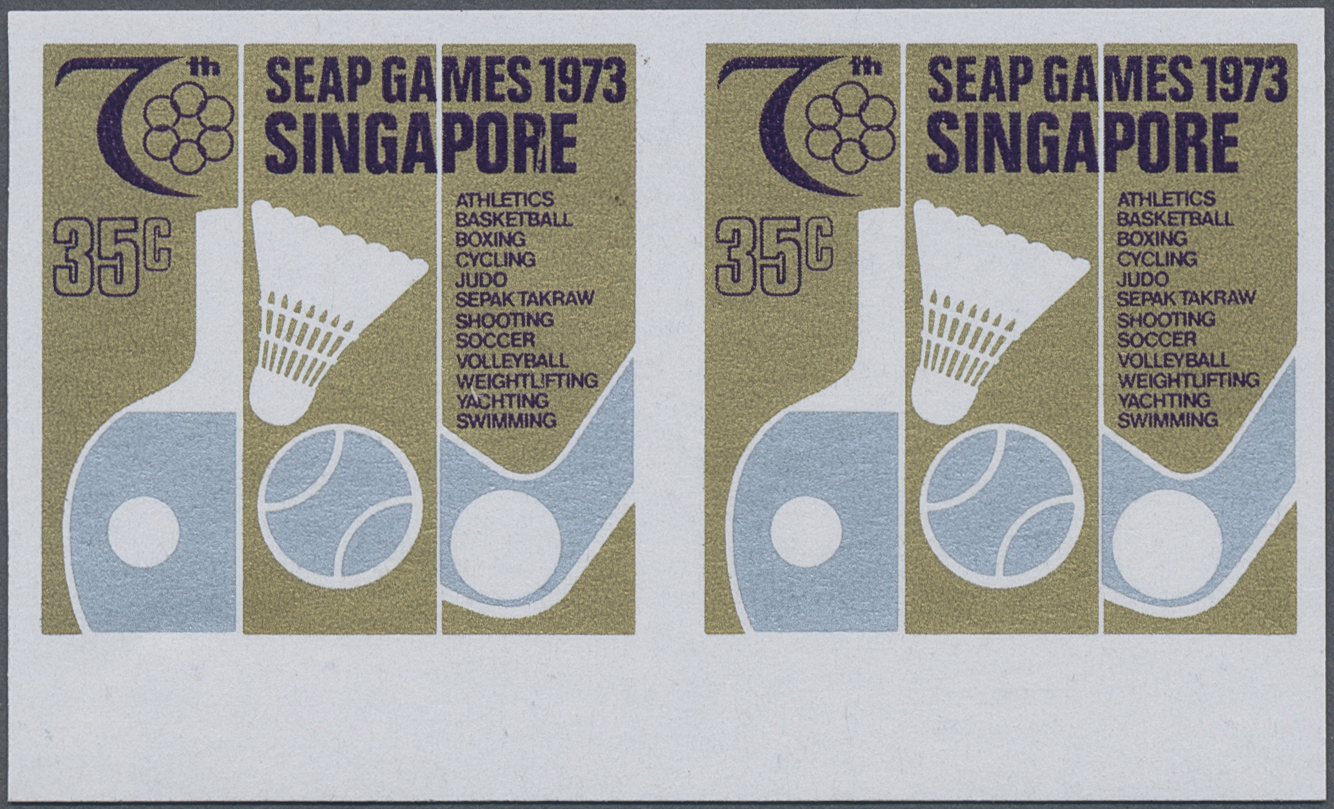 **/ Thematik: Sport-Tennis / Sport-tennis: 1973, TENNIS/TABLE-TENNIS/BADMINTON, Singapore: 35 C SEAP Games, Imperforated - Tennis