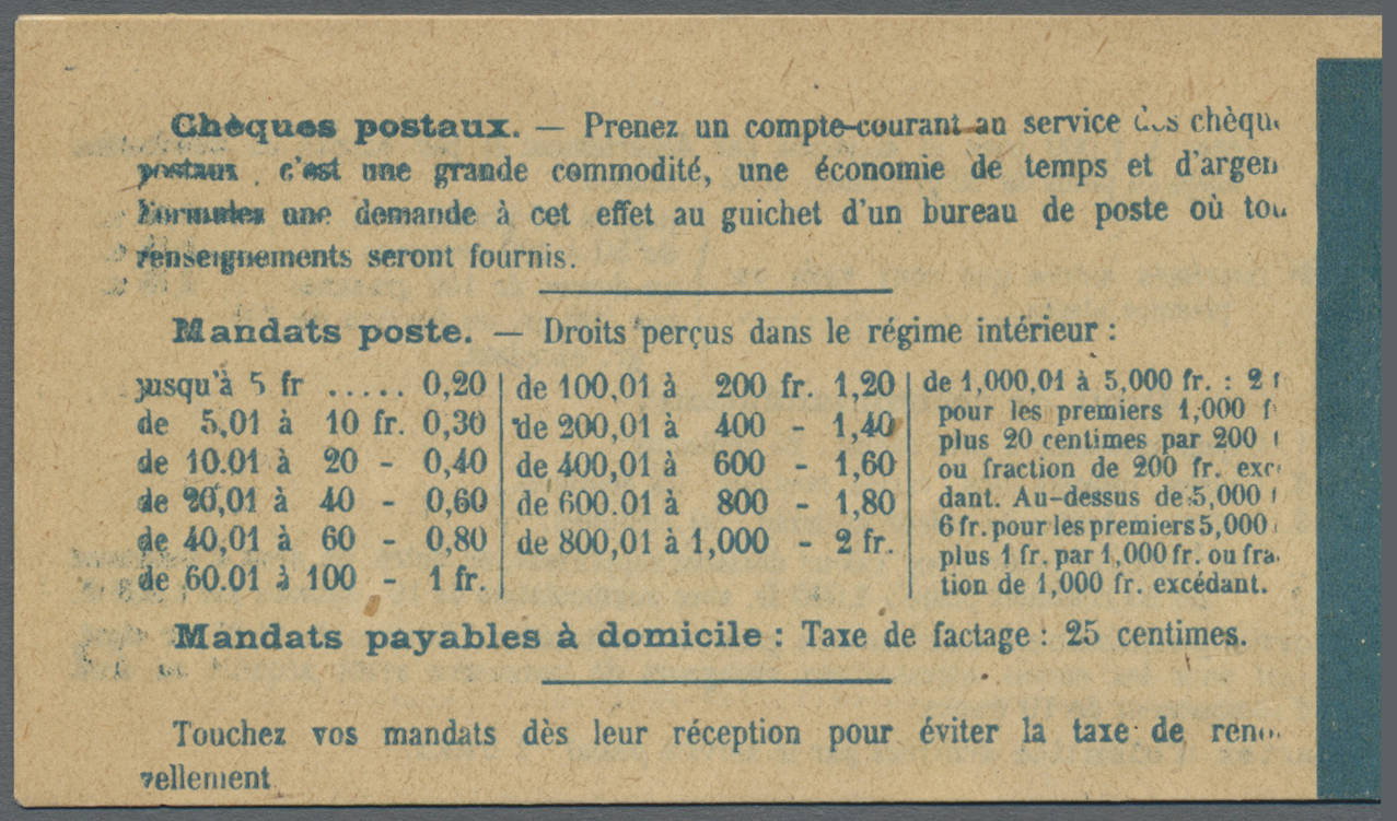 ** Frankreich - Markenheftchen: 1920. Booklet With 20 Stamps "25c Semeuse Blue", Type IV, Shade Light Blue. Cover - Other & Unclassified