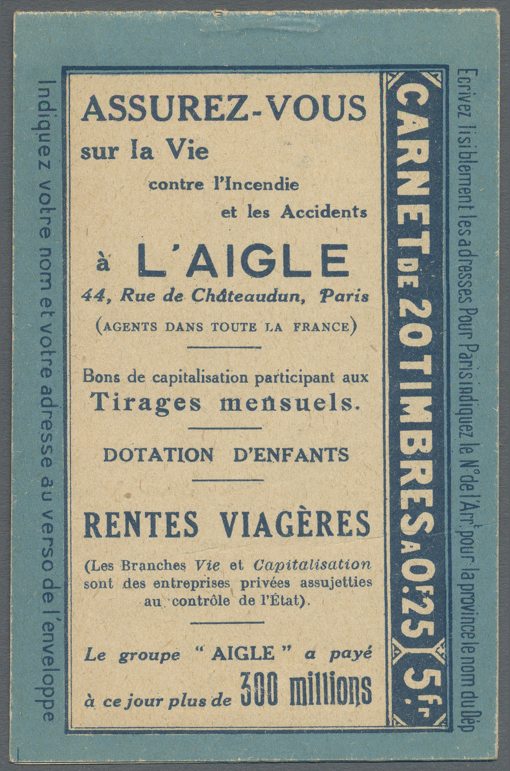 ** Frankreich - Markenheftchen: 1923. Booklet With 25c Semeuse Blue Type II "Swan" Overprinted "ANNULÉ" (series 3 - Other & Unclassified