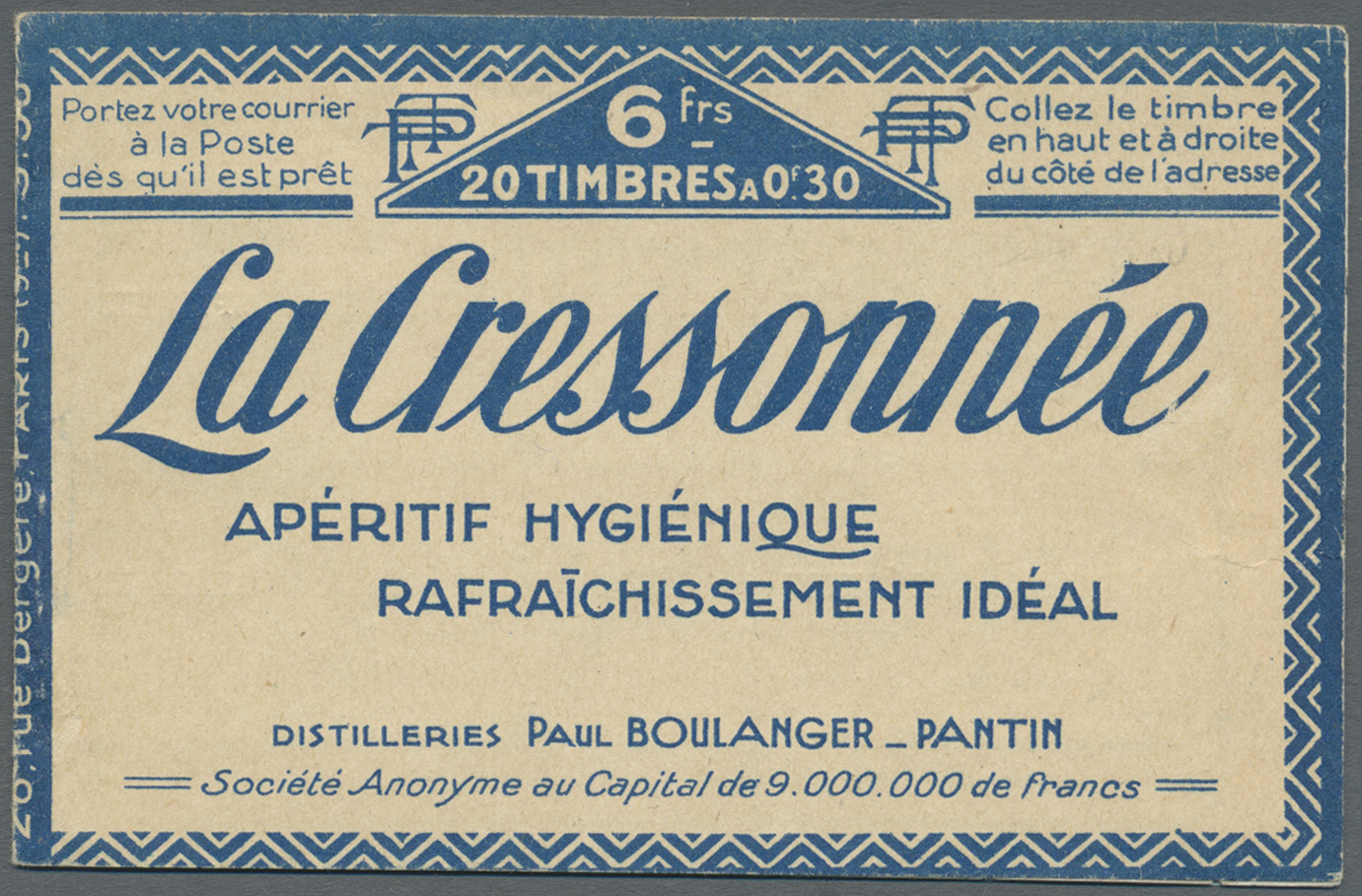 ** Frankreich - Markenheftchen: 1925. Booklet With 20 Stamps "30c Semeuse Blue" (series 98) Overprinted SPECIMEN. - Autres & Non Classés