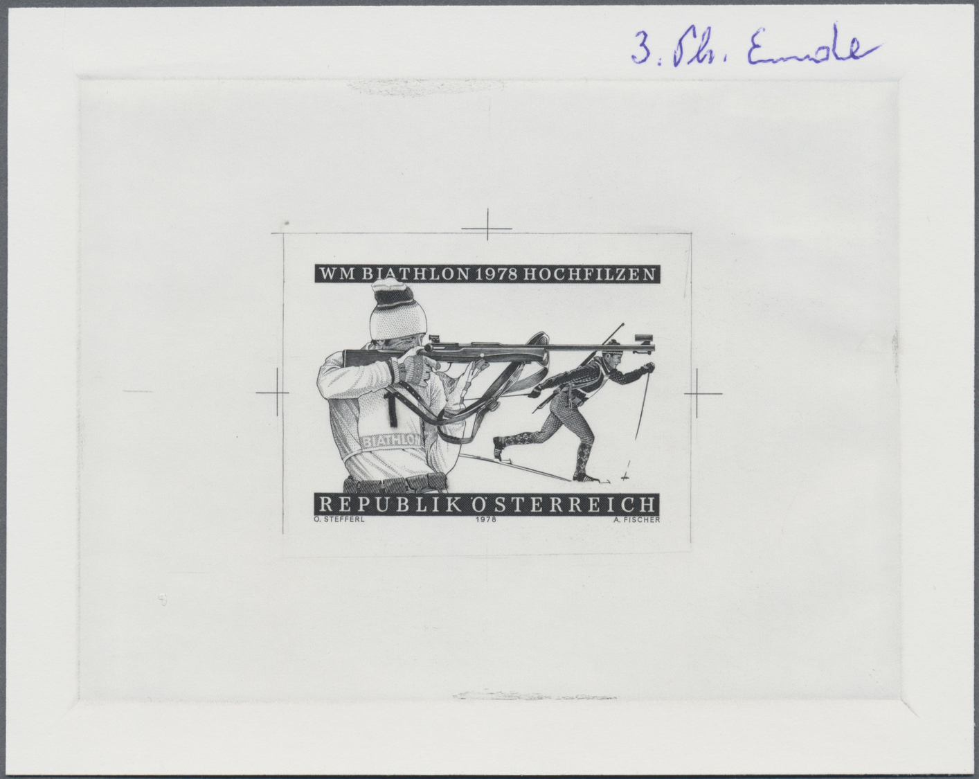 Thematik: Sport-Wintersport / Sport-winter Sports: 1978, Austria. Proof In Black For The Issue "Biathlon World Champions - Winter (Other)