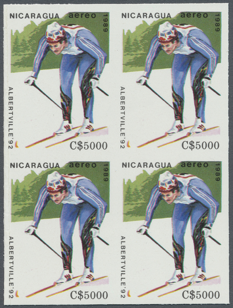 ** Thematik: Sport-Wintersport / Sport-winter Sports: 1989, Nicaragua. Complete IMPERFORATE Set "Winter Olympics Albertv - Winter (Other)