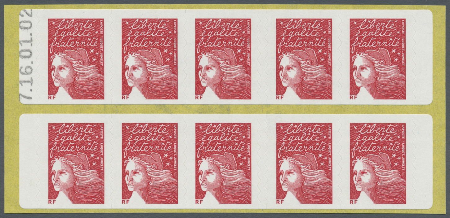 ** Frankreich - Markenheftchen: 2001. Stamp Booklet Marianne De Luquet Red. Stamps With SHIFTED BLIND PRINTING. N - Autres & Non Classés