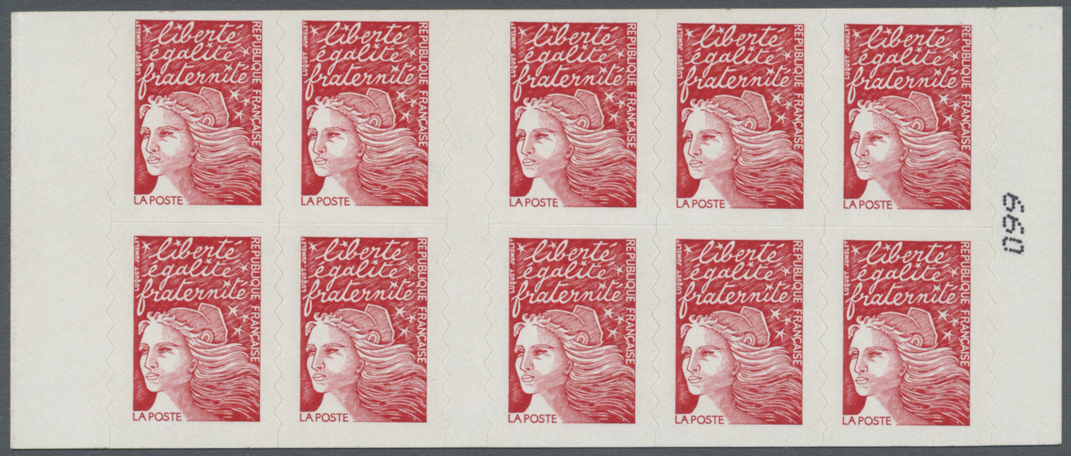 ** Frankreich - Markenheftchen: 2001. Stamp Booklet Marianne De Luquet Red WITHOUT COVER IMPRINTS. - Other & Unclassified