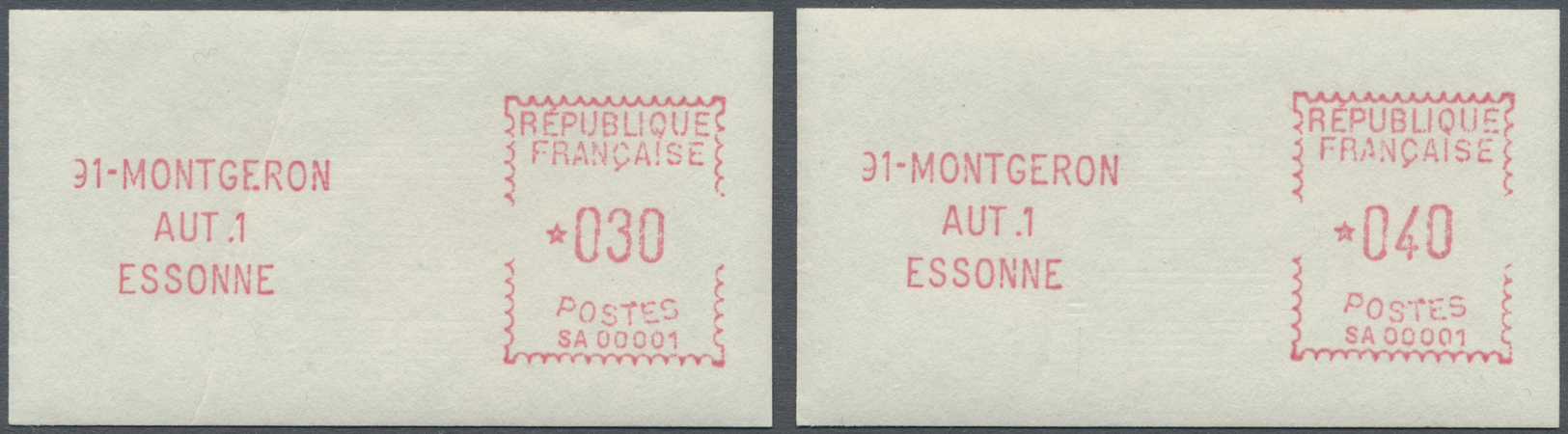 ** Frankreich - Automatenmarken: 1969, 0.30 Fr. Und 0.40 Fr. Montgeron, Type II "Punkt Verschoben", Zwei Höhere W - Other & Unclassified