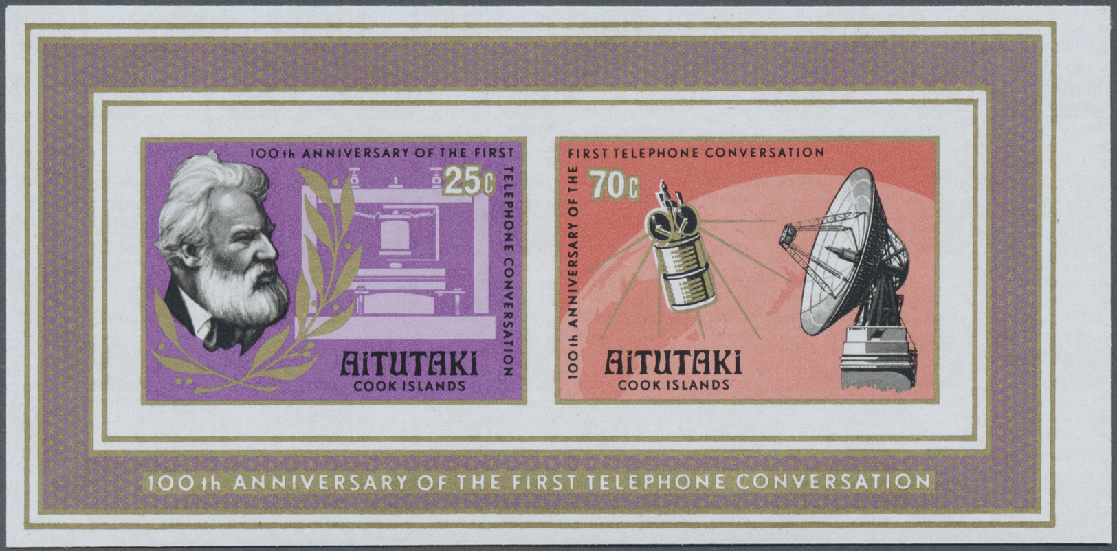 ** Thematik: Technik-Telefon / Technic-telephone: 1977, Aitutaki. Imperforate Souvenir Sheet Of The Issue "Centenary Of  - Telecom