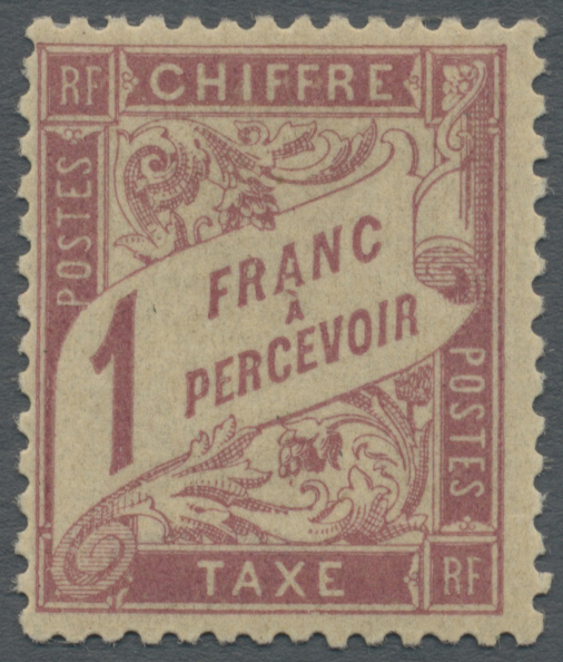 * Frankreich - Portomarken: 1896: 1 Franc Violett, Sauber Ungebraucht, Sign. "Gebr. Senf", M€ 650,-- - 1859-1959 Lettres & Documents