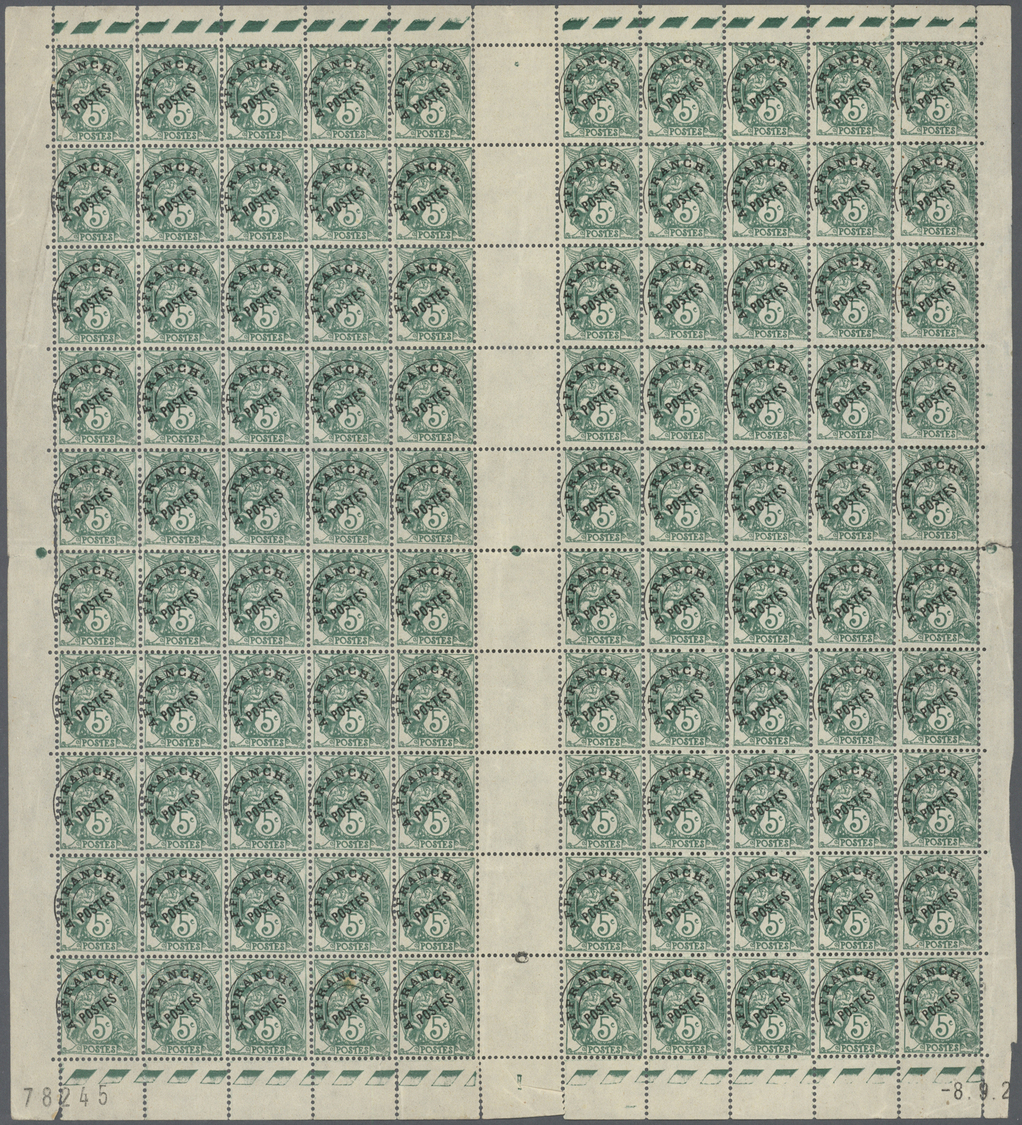 **/* Frankreich - Vorausentwertungen: 1925, Blanc 5 C. Blaugrün Mit Aufdruck 'AFFRANCHts / POSTES' Im Postfrischen - Andere & Zonder Classificatie