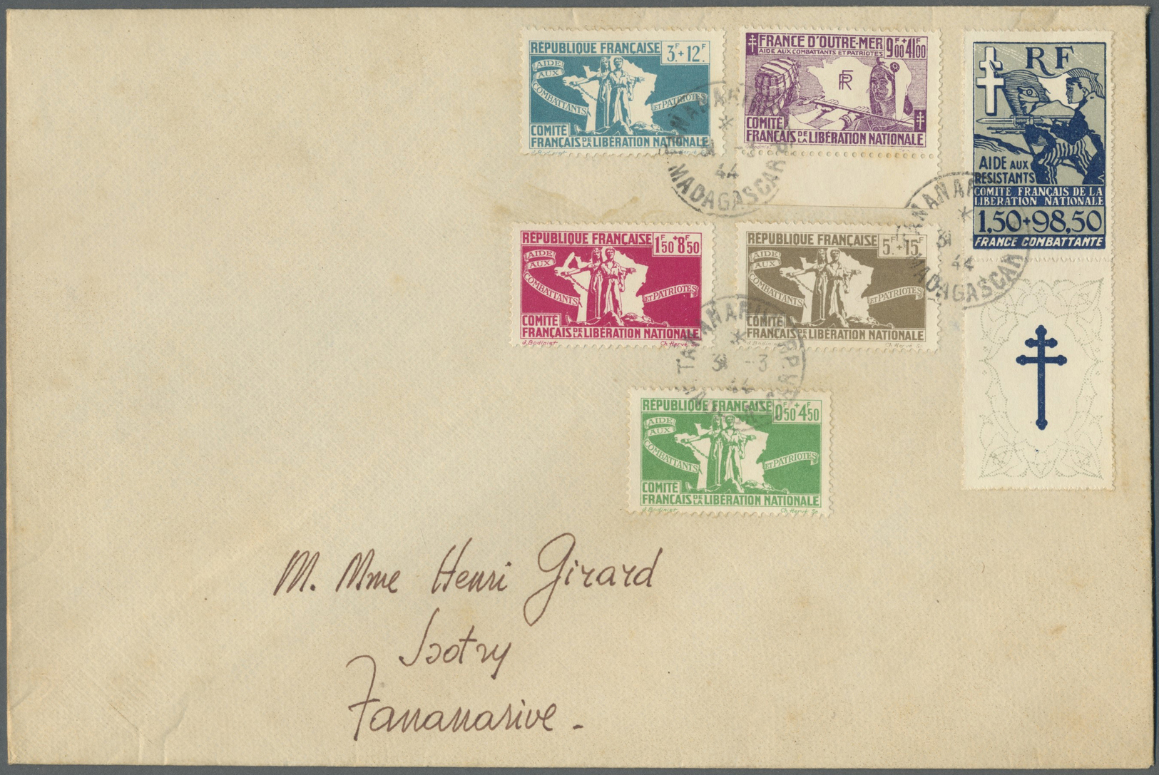 Br Frankreich - Befreiungskomitee Algier: 1943, Refugee's Relief And Resistance, Two Issues On Philatelic Cover N - Autres & Non Classés