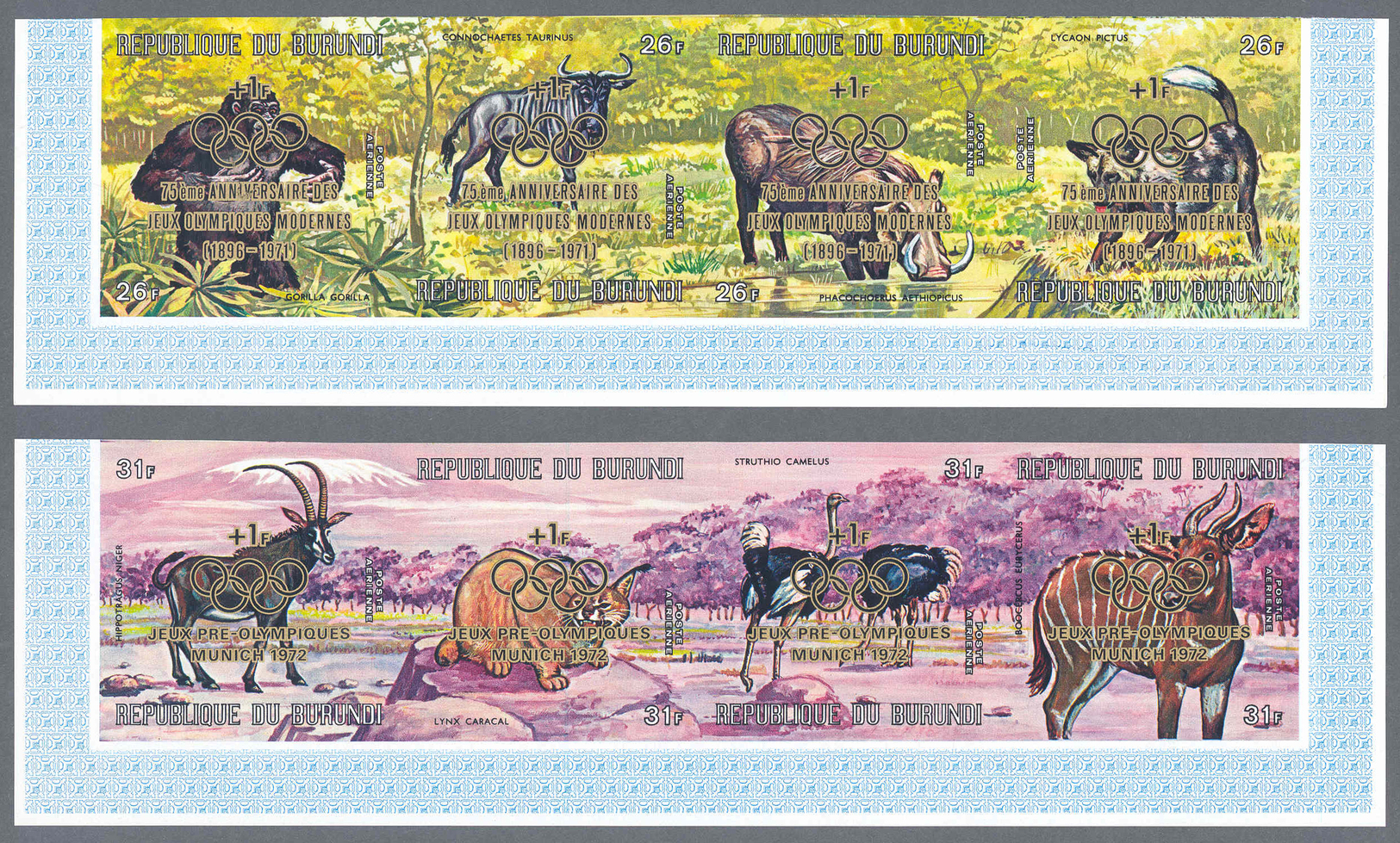 ** Thematik: Tiere- Exotische Tiere / Animals-exotic Animals: 1971, Burundi, Afrikan. Tierwelt Mit Überdrucken Zur OLYMP - Other & Unclassified