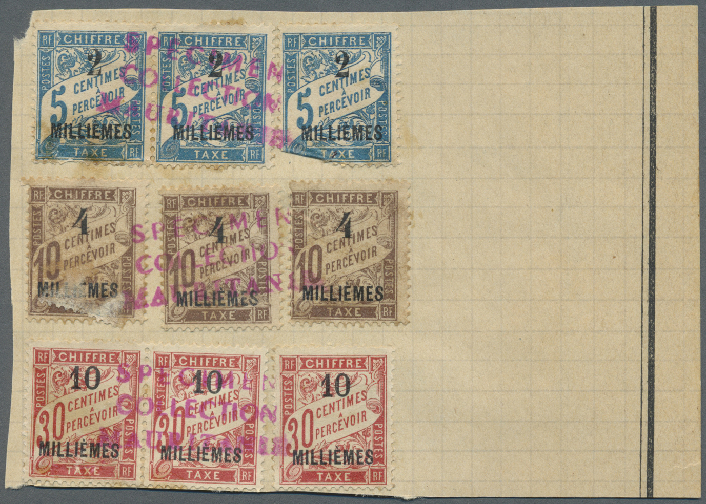 Französische Post In Ägypten - Alexandria - Portomarken: 1922, UPU-SPECIMEN, Aus Dem Archiv Der Mauretanischen - Autres & Non Classés