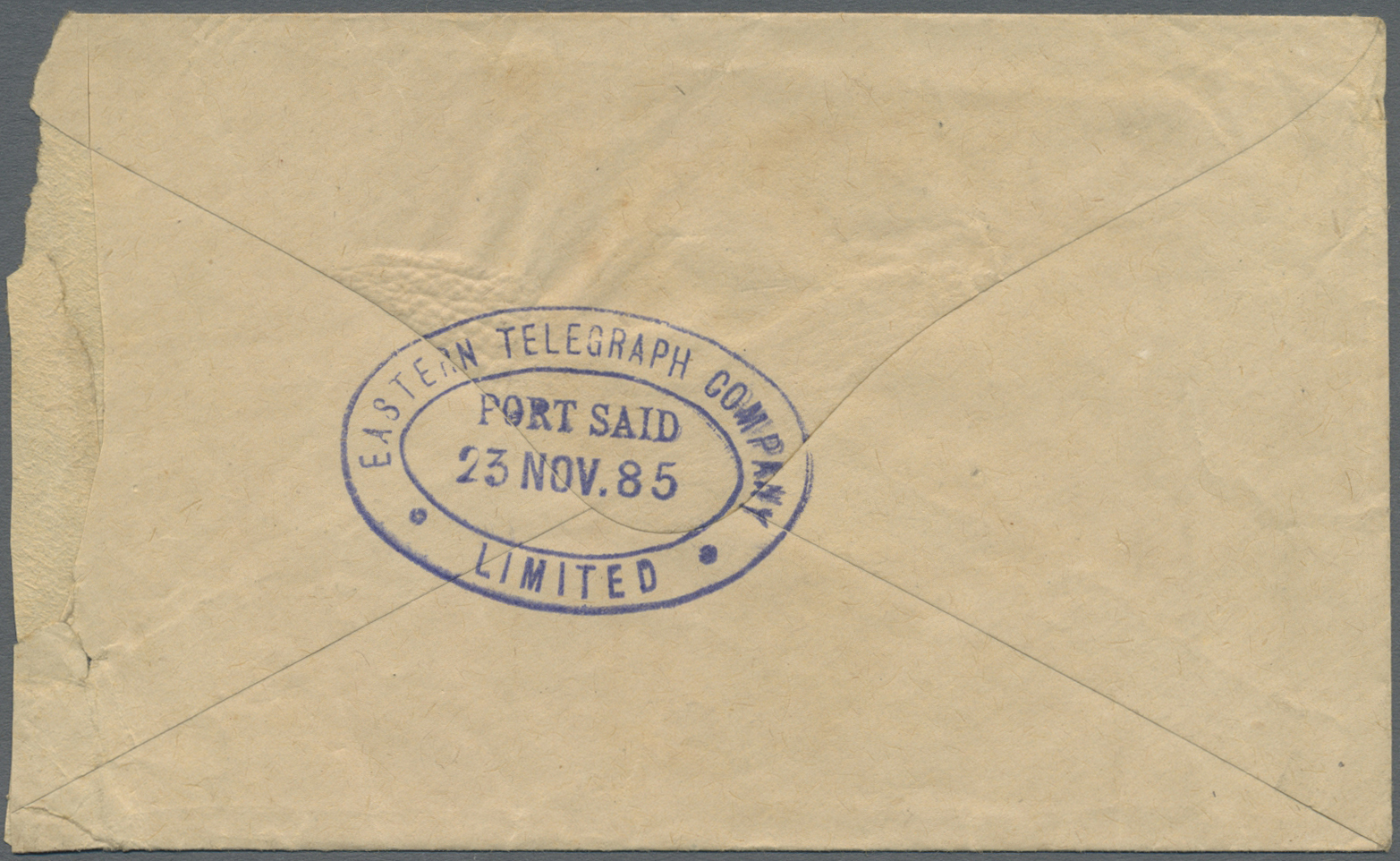 Br Französische Post In Ägypten - Port Said: 1885. The Eastern Telegraph Company Ltd Envelope, Roughly Opened/fau - Autres & Non Classés
