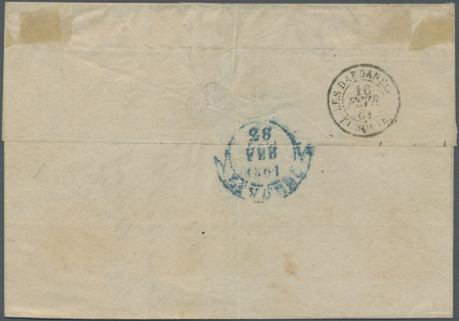 Br Französische Post In Der Levante: 1863. Envelope (folds) Addressed To Ltaly Bearing French 'Napoleon' Yvert 13 - Other & Unclassified