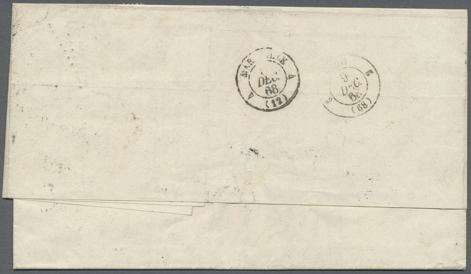 Br Französische Post In Der Levante: 1868. Envelope Addressed (vertical Archive Fold) To France Bearing French '' - Other & Unclassified