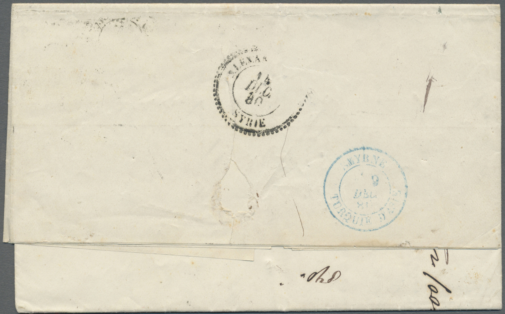 Br Französische Post In Der Levante: 1880. Envelope (vertical Fold) Addressed To Alep, Syria Bearing French 'Type - Autres & Non Classés