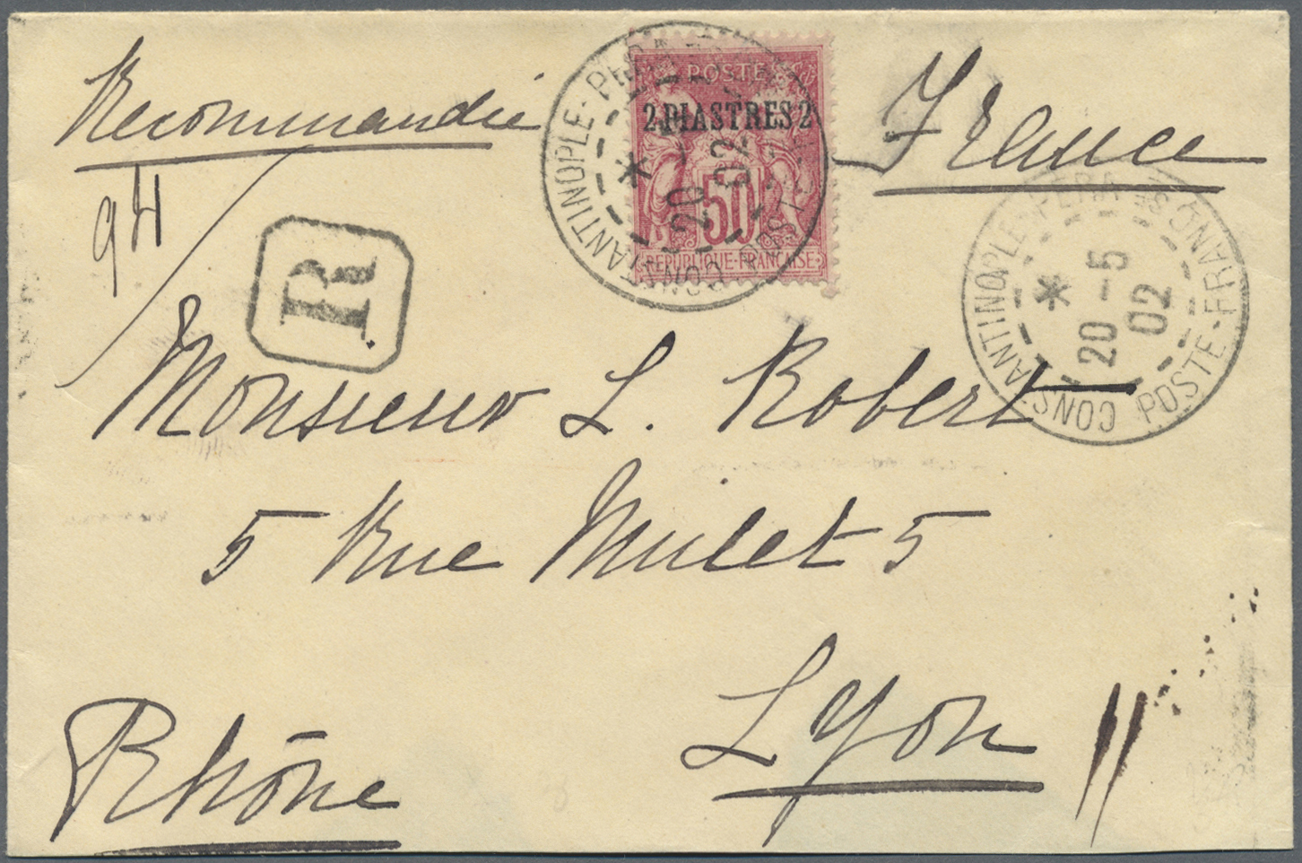 Br Französische Post In Der Levante: 1904/1922, 4 Letters As Registered Letter And Return Receipt (unfranked) Fro - Other & Unclassified