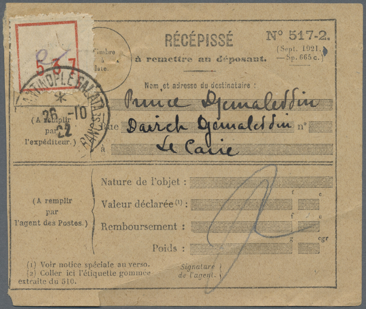 Br Französische Post In Der Levante: 1904/1922, 4 Letters As Registered Letter And Return Receipt (unfranked) Fro - Other & Unclassified