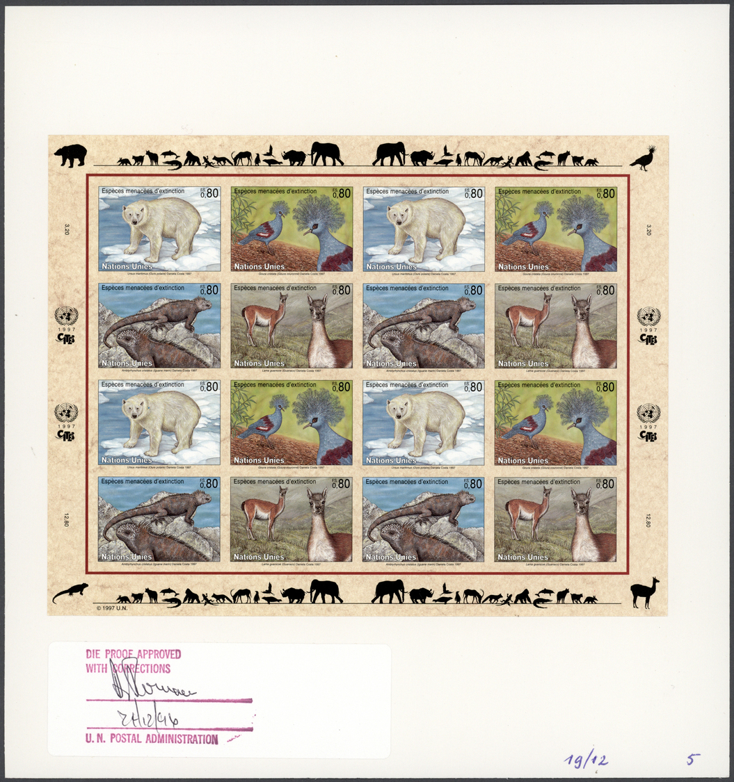 Thematik: Tiere, Fauna / Animals, Fauna: 1997, UN Geneva. Imperforate Proof For The Miniature Sheet (4 Blocks Of 4 Stamp - Other & Unclassified
