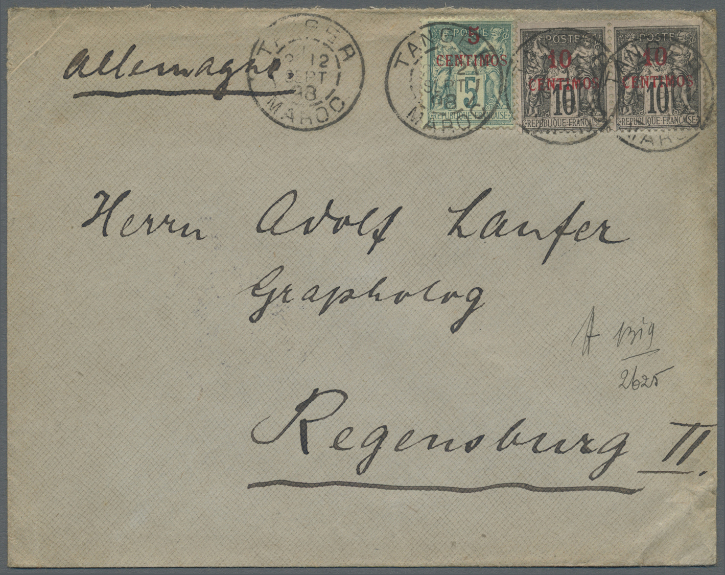 Br/GA Französische Post In Marokko: 1898, Two Commercial Covers Incl. Single Use Allegorie 25c. Surch. In Red '25 CE - Other & Unclassified