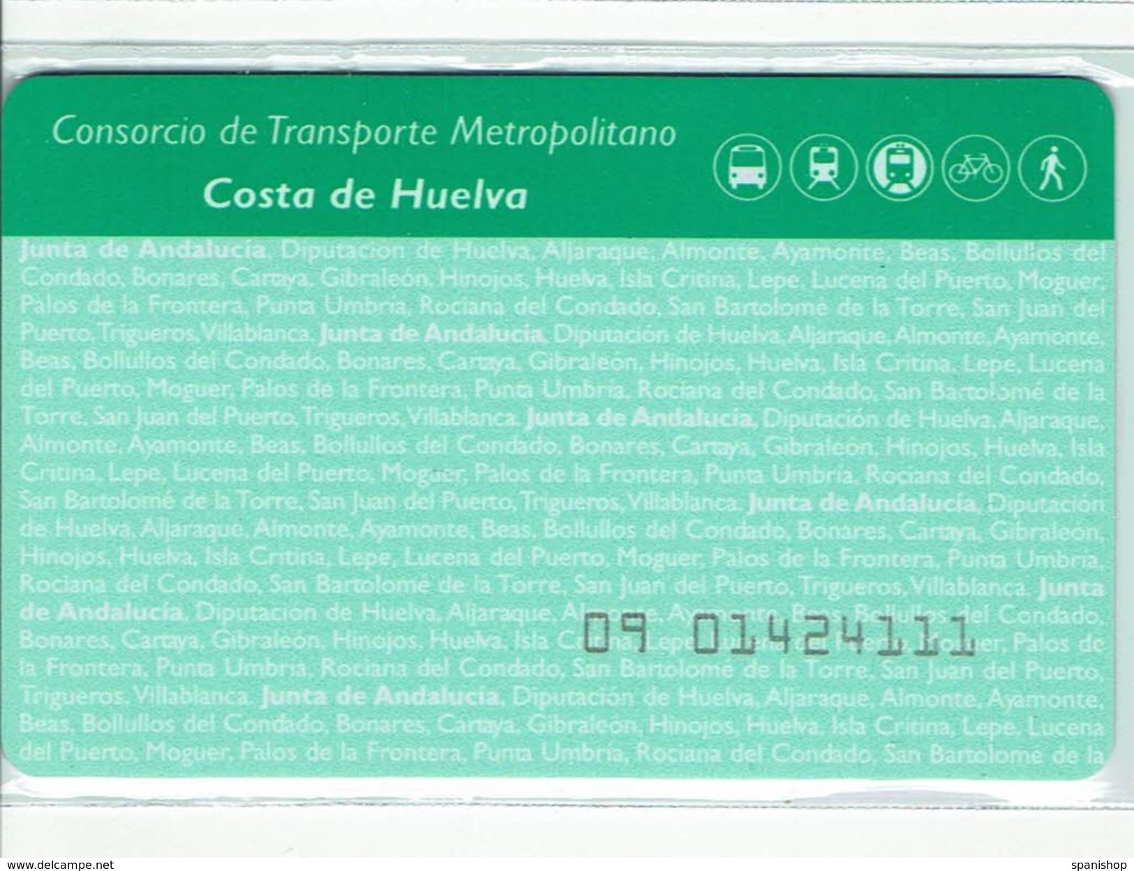 Bono Bus Personal Card Contactless Sistem   - Tarjeta De Transporte -  HUELVA - SPAIN - Europe