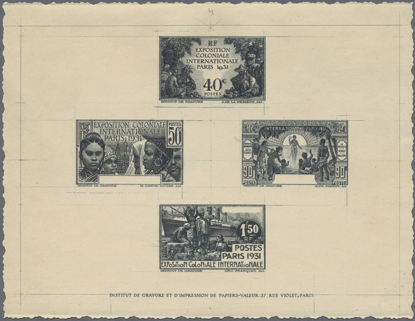 Französische Kolonien - Allgemeine Ausgabe: 1931. Exposition Coloniale De 1931. Épreuve Collective En Noir. Sa - Autres & Non Classés