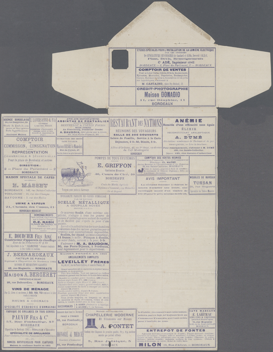 Br/GA Frankreich - Ganzsachen: 1892, SAGE 15 C. Blau Auf Couvert "Lettre Annonce La Mutuelle - Bordeaux" Ungebraucht - Other & Unclassified