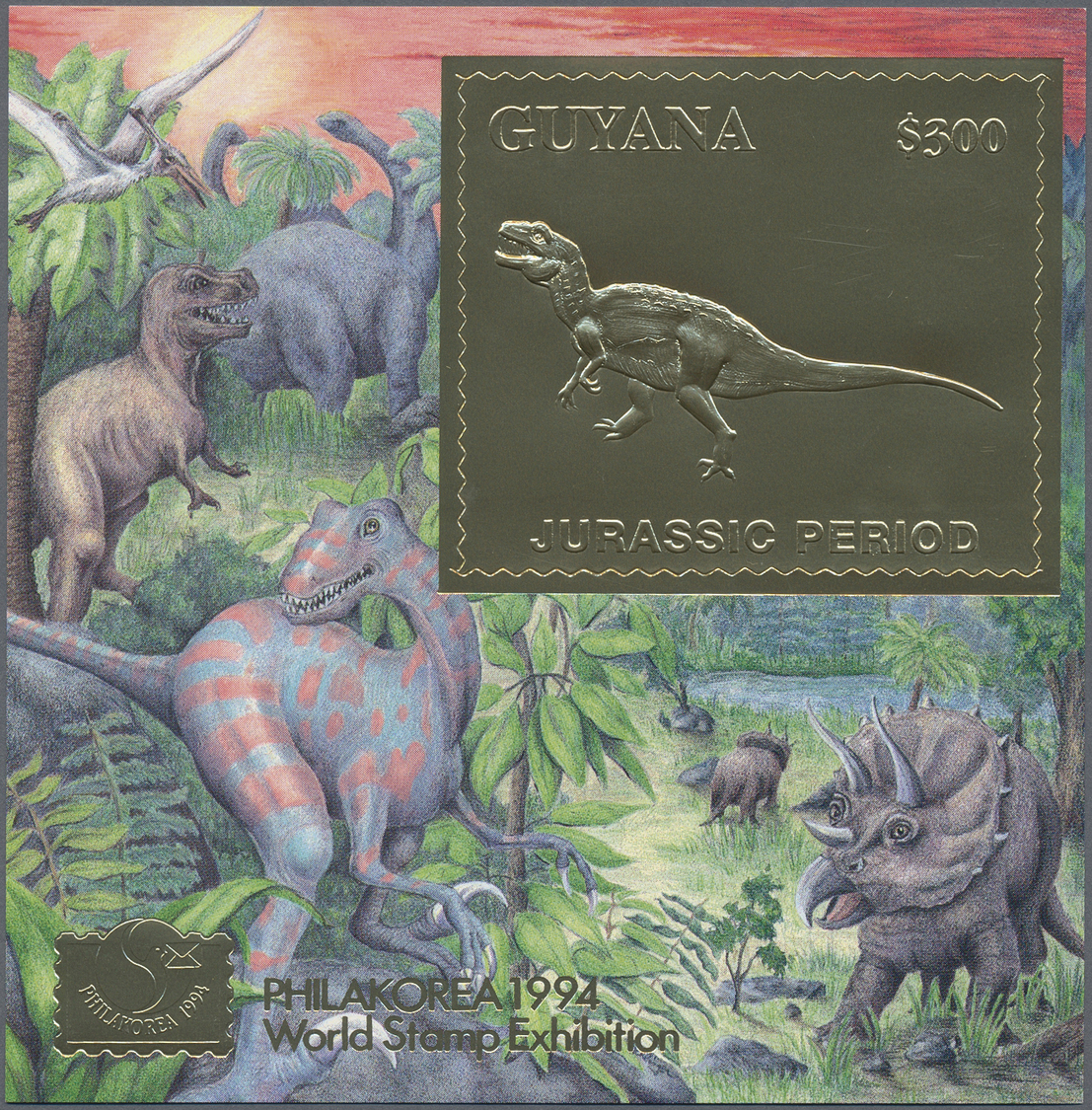 ** Thematik: Tiere-Dinosaurier / Animals-dinosaur: 1994, International Stamp Exhibition Philakorea '94 GOLD And SILVER M - Prehistorics