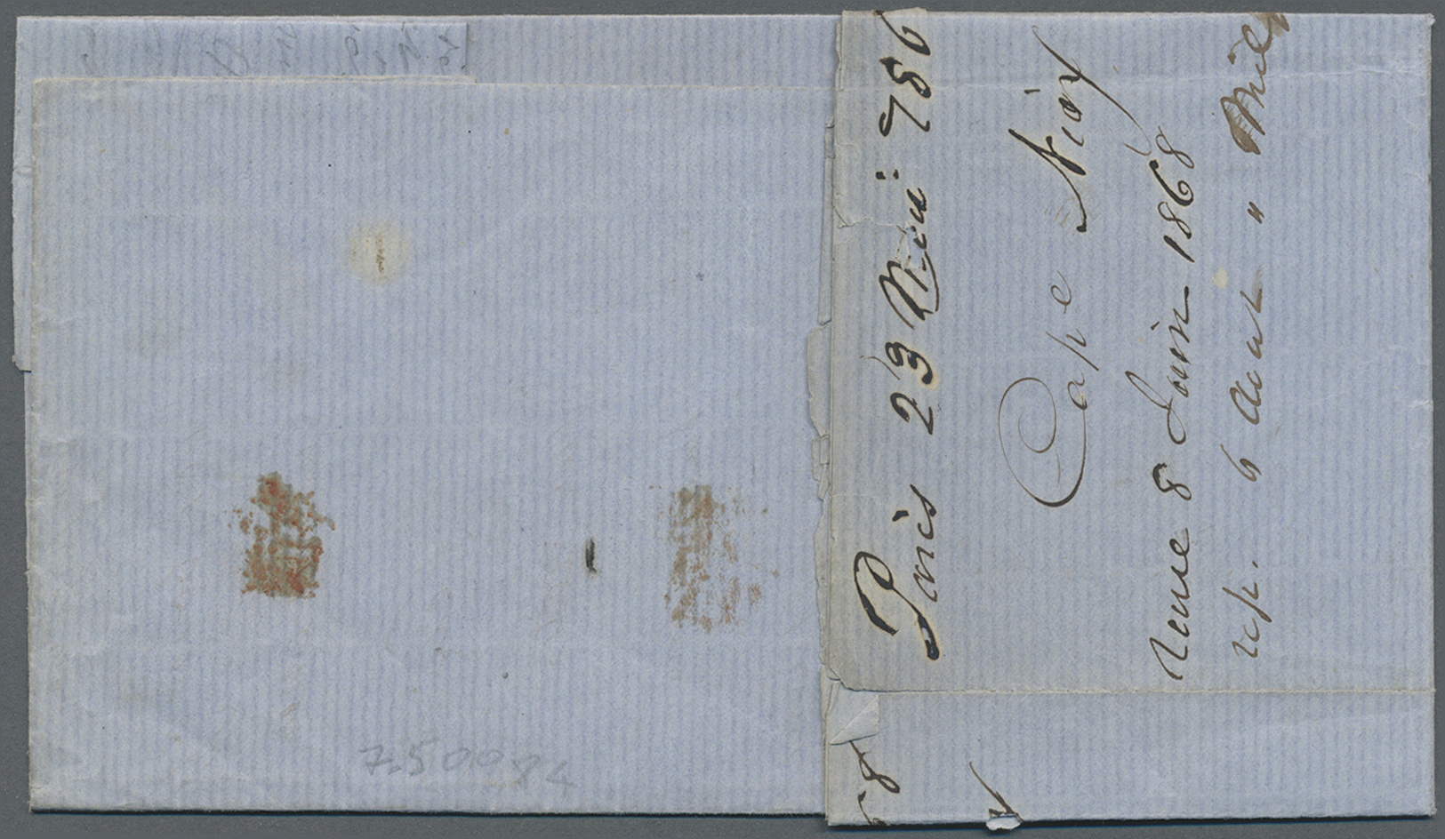 Br Frankreich - Stempel: 1868, Multiple Franking 4 X 20 C Blue Napoleon, Tied By Etoile "31" (Paris Palais Bourbo - 1877-1920: Période Semi Moderne