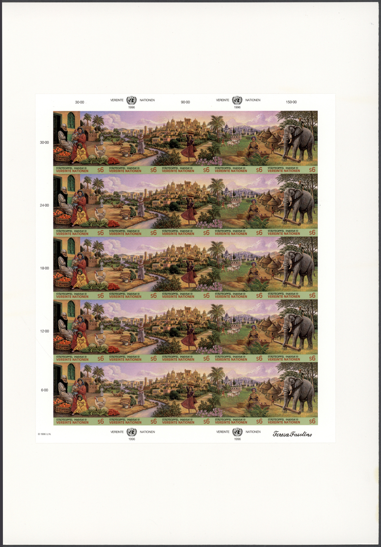 Thematik: Tiere-Elefanten / Animals Elephants: 1996, UNO Vienna. Imperforate Die Proof Pane Of 5 Strips Of 5 For The Cit - Elephants