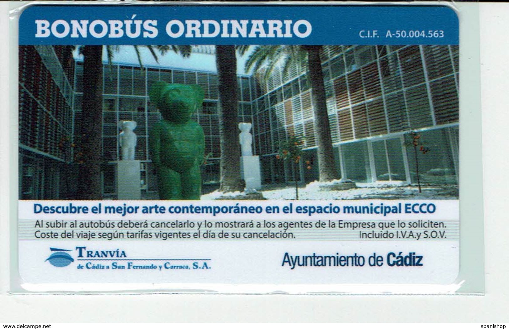 Bono Bus Personal Card Contactless Sistem   - Tarjeta De Transporte Autobus -  CADIZ - SPAIN - Europe