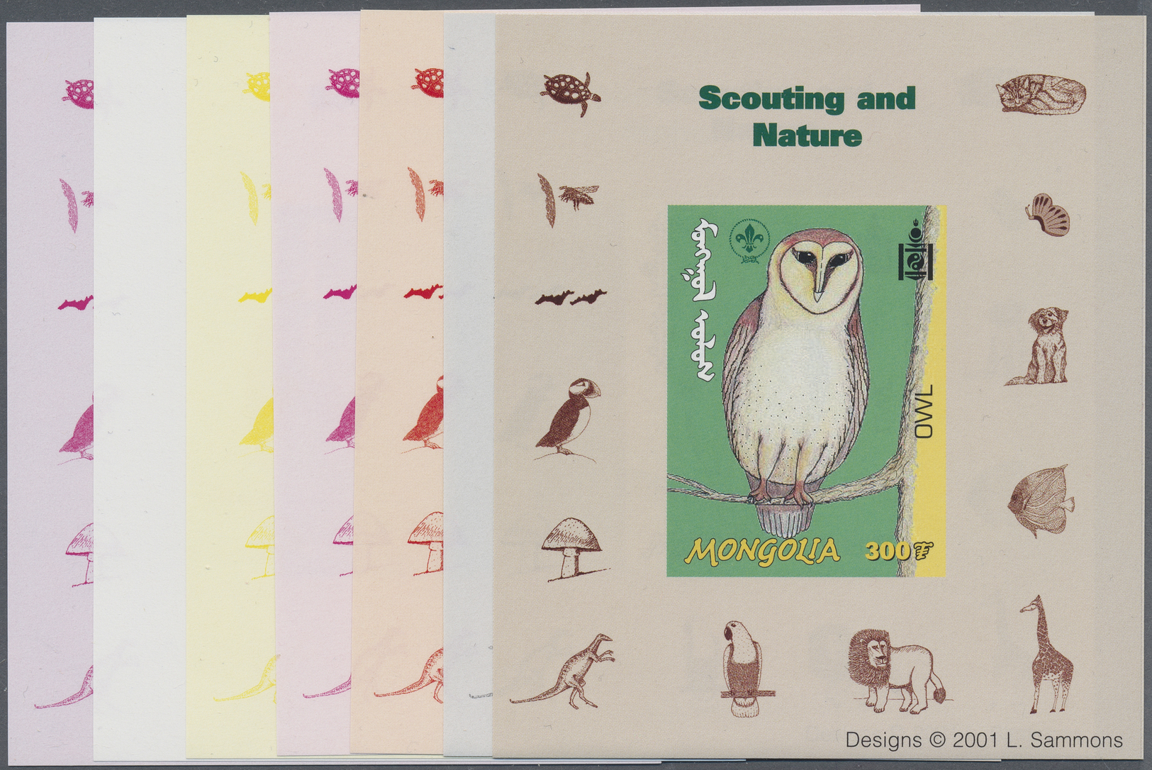 ** Thematik: Tiere-Eulen / Animals-owls: 2001, MONGOLIA: Nature OWL 300t. Special Miniature Sheet In Seven Different Per - Owls
