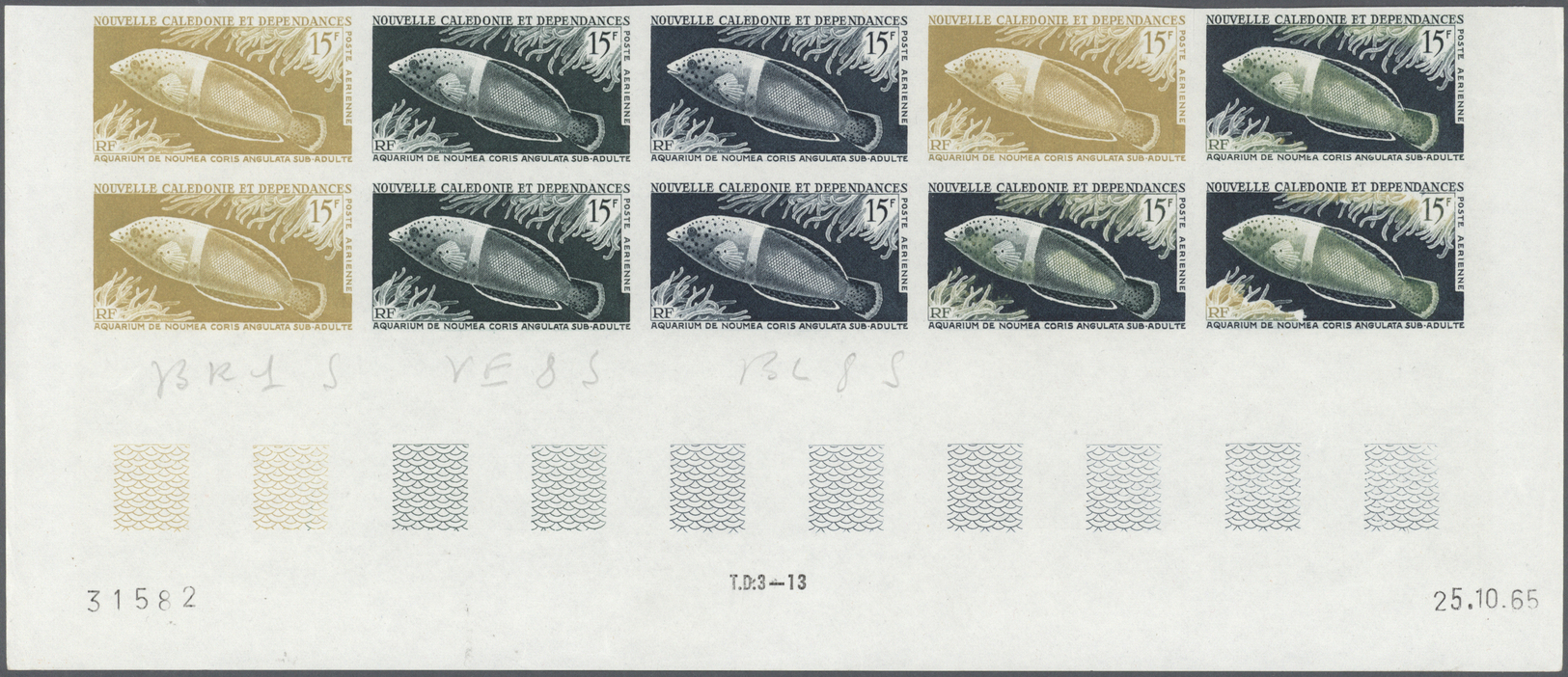 ** Thematik: Tiere-Fische / Animals-fishes: 1965, Nouvelle Caledonie: Fishes Complete Issue In 2x Five Different Colour- - Poissons